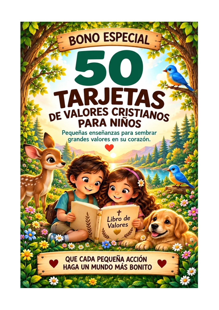 Portada de 50 tarjetas de valores cristianos