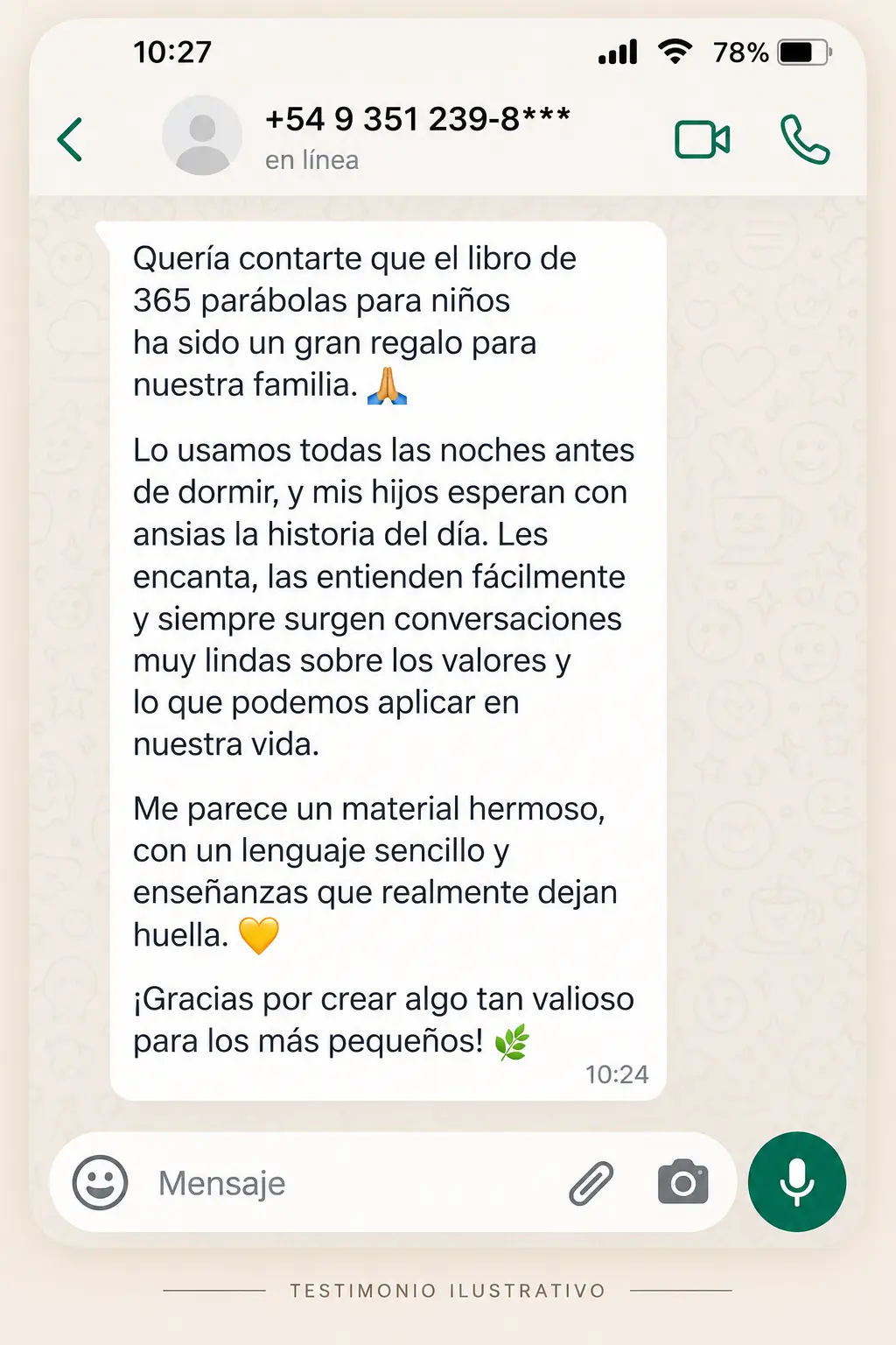 Testimonio sobre la lectura de 365 Parábolas antes de dormir